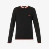 Boss Logo Print Knitted Cotton Jumper