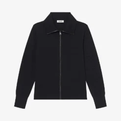 Sandro Zip-up Trucker-style Wool Cardigan