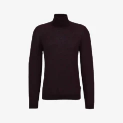 Boss Funnel-neck Regular-fit Wool-knit Jumper