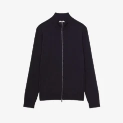 Reiss Hampshire Funnel-neck Zip-through Merino-wool Cardigan