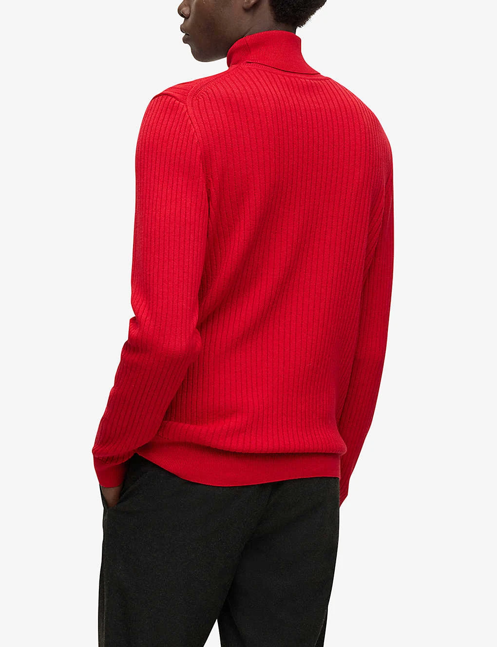 Boss Ribbed-detail Merino-wool Rollneck Jumper - Image 4