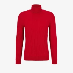 Boss Ribbed-detail Merino-wool Rollneck Jumper