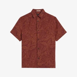 Ted Baker Chapln Coral-print Linen Shirt