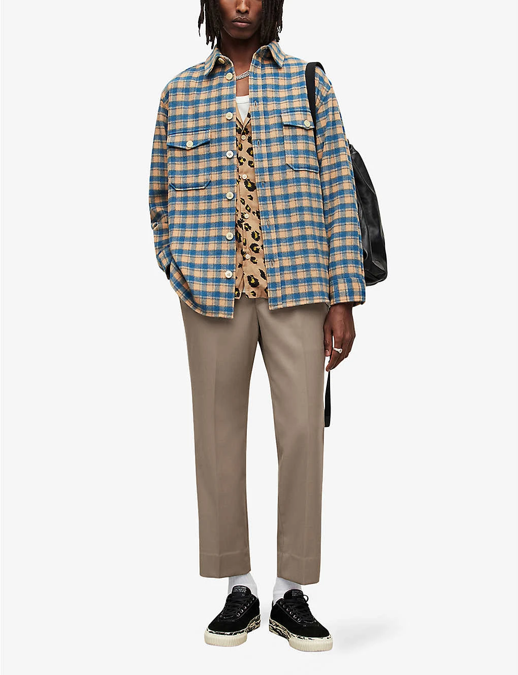 AllSaints Adria Oversized Checked Woven Shirt - Image 2