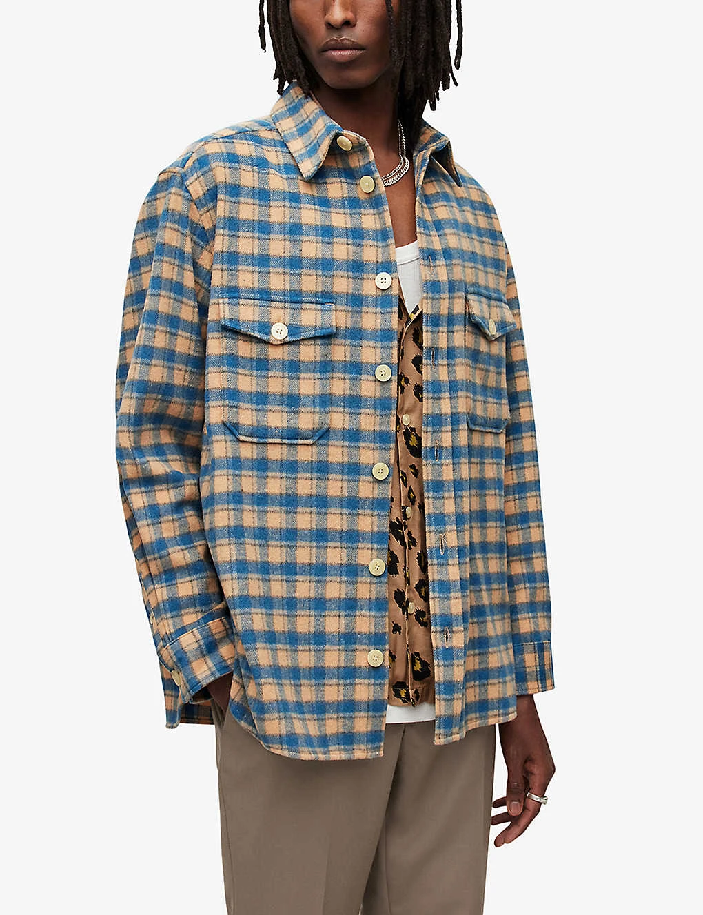 AllSaints Adria Oversized Checked Woven Shirt - Image 3