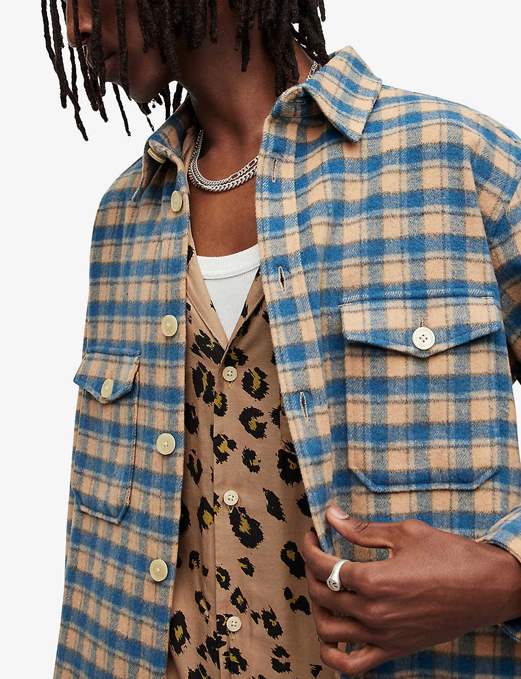 AllSaints Adria Oversized Checked Woven Shirt - Image 5