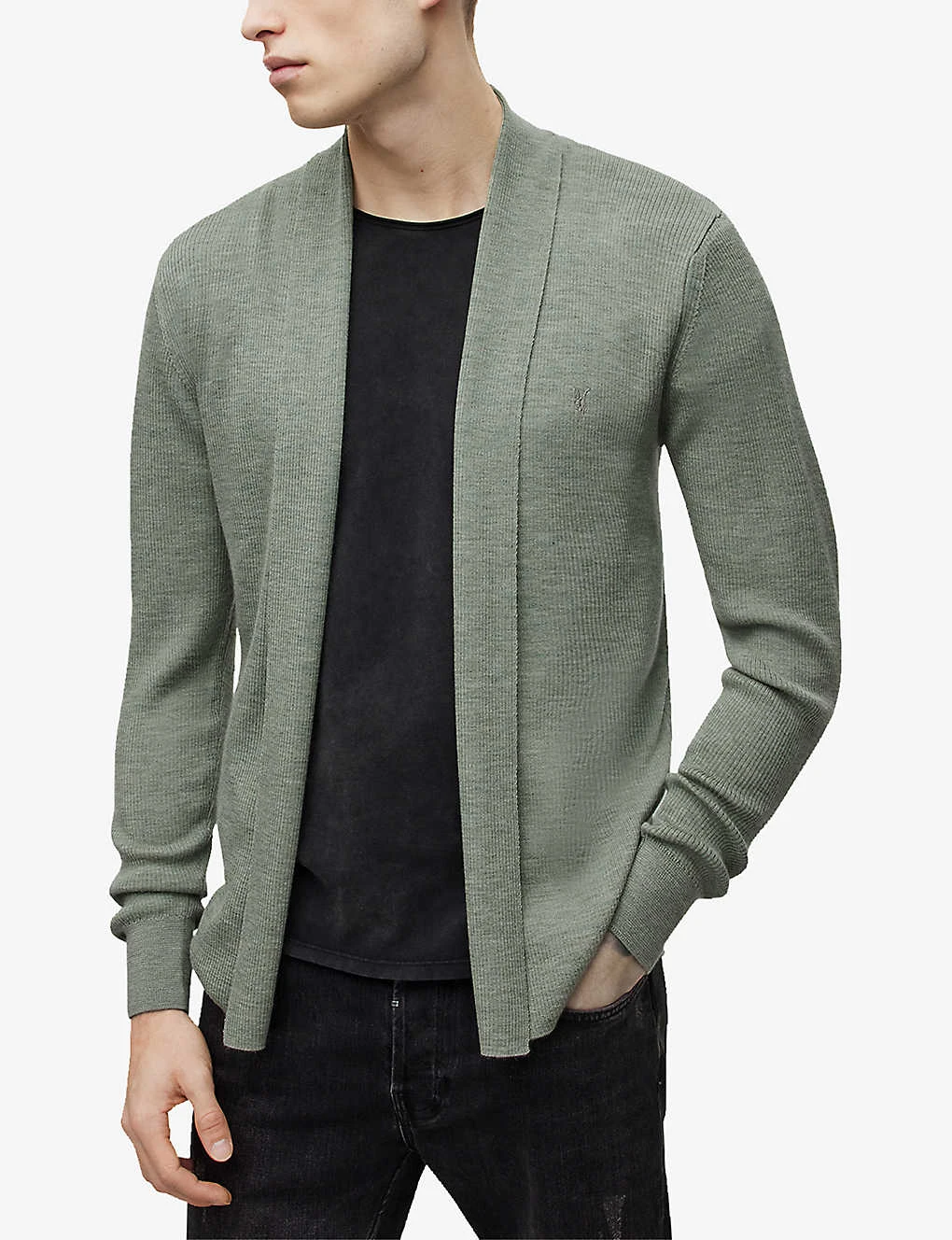 AllSaints Mode Ramskull-embroidered Merino-wool Cardigan - Image 3