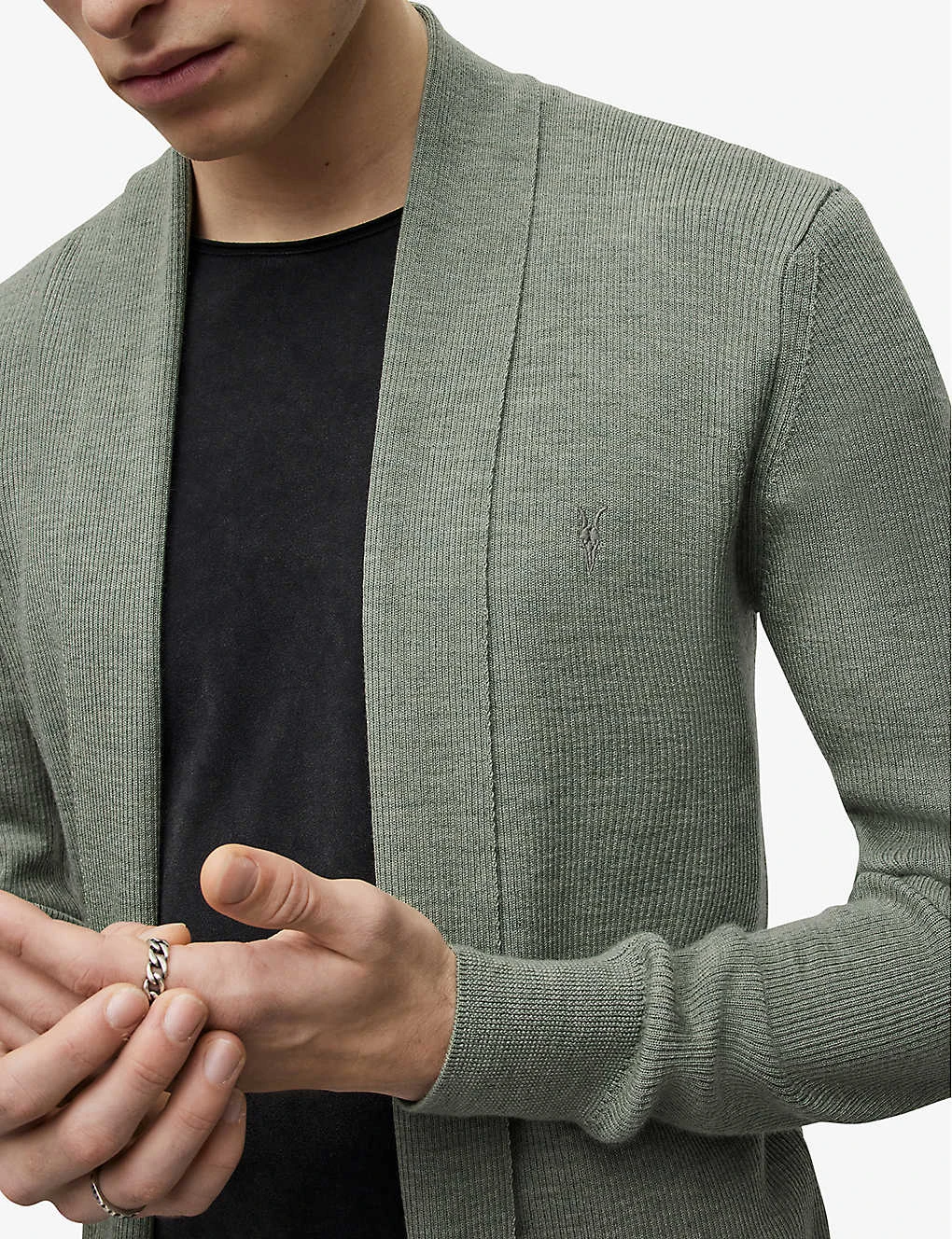 AllSaints Mode Ramskull-embroidered Merino-wool Cardigan - Image 5