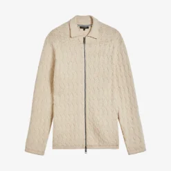 Ted Baker Branm Diamond-knit Zip-through Cotton Cardigan