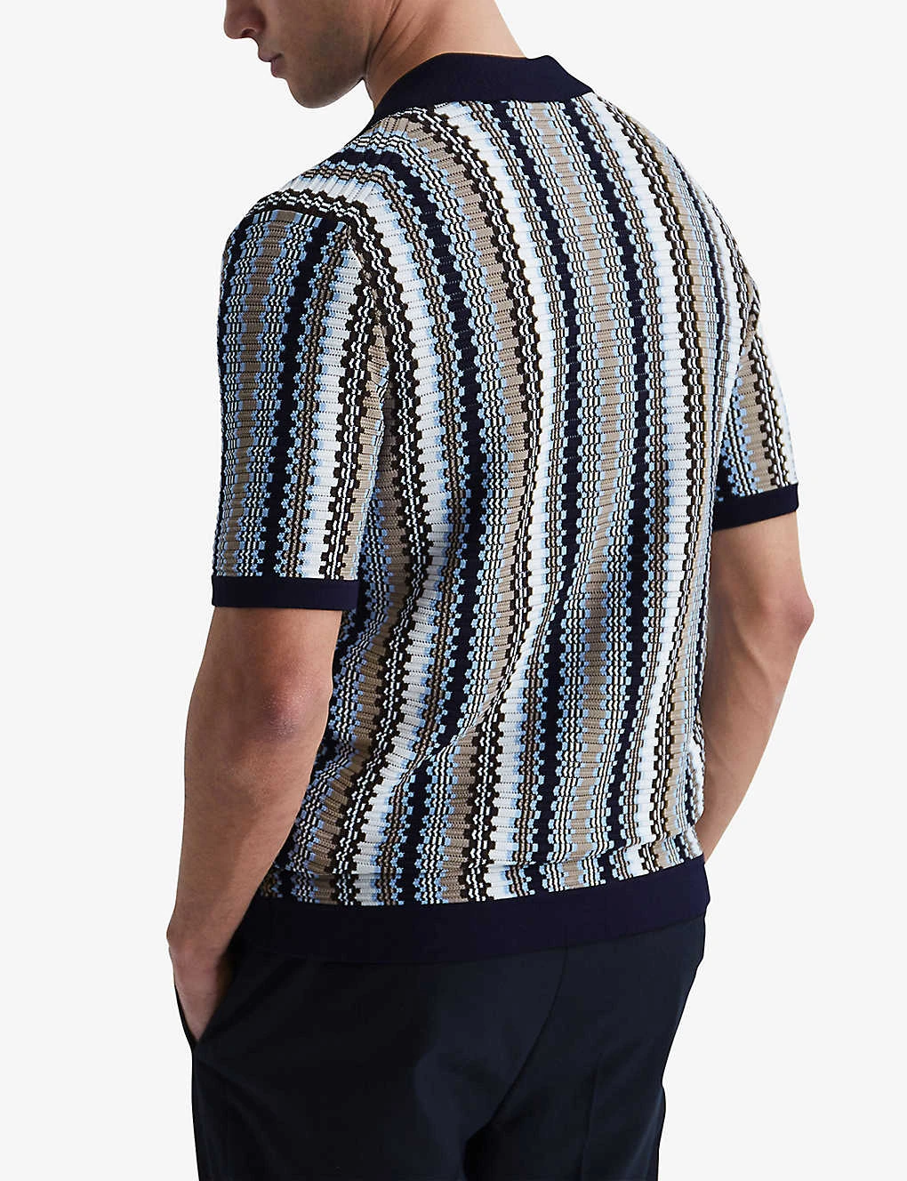 Reiss Gibbon Striped Knitted Cuban Shirt - Image 4
