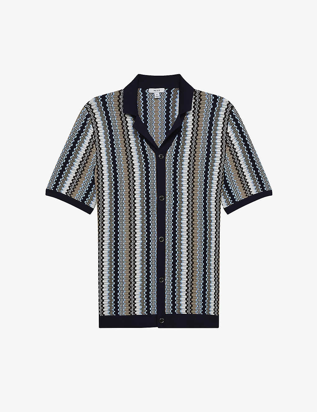 Reiss Gibbon Striped Knitted Cuban Shirt
