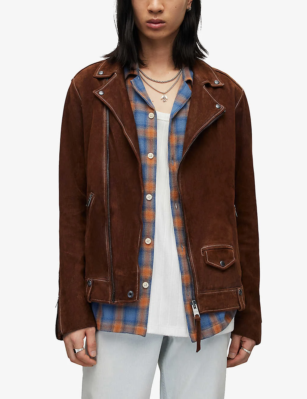 AllSaints Milo Asymmetric-zip Leather Jacket - Image 3
