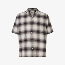 AllSaints Bernat Camp-collar Check-print Organic-cotton Shirt