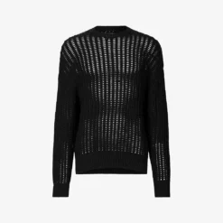 AllSaints Reese Open Woven-pattern Organic-cotton Jumper