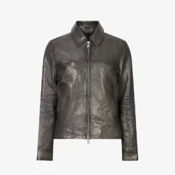 AllSaints Adam Wide-collar Regular-fit Leather Jacket