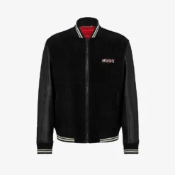 Hugo Logo-print Leather Bomber Jacket