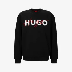 Hugo Double-logo Relaxed-fit Cotton-blend Sweatshirt
