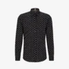 Boss Graphic-print Long-sleeve Stretch-cotton Shirt