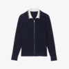 Sandro Striped-collar Zip-up Stretch-knitted Cardigan