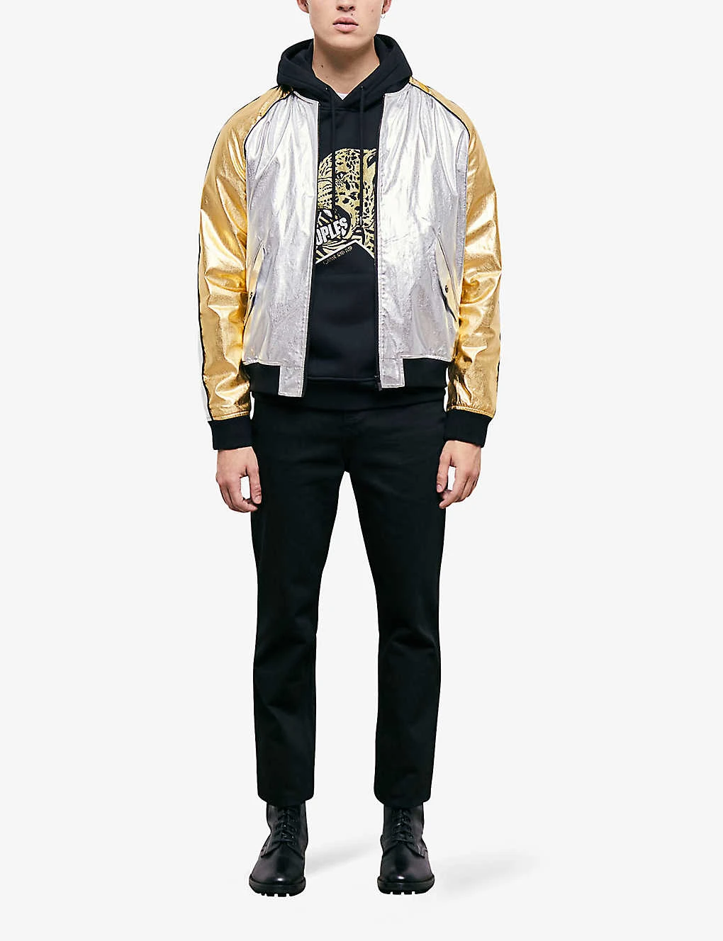THE KOOPLES Contrasting Metallic-cotton Bomber Jacket - Image 2