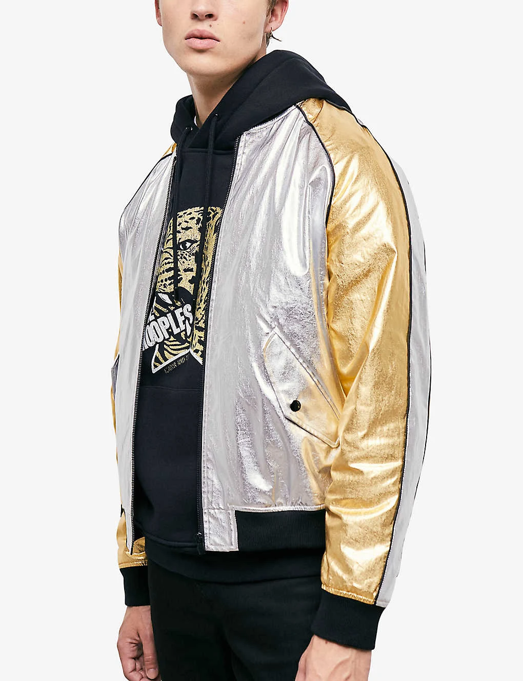 THE KOOPLES Contrasting Metallic-cotton Bomber Jacket - Image 3