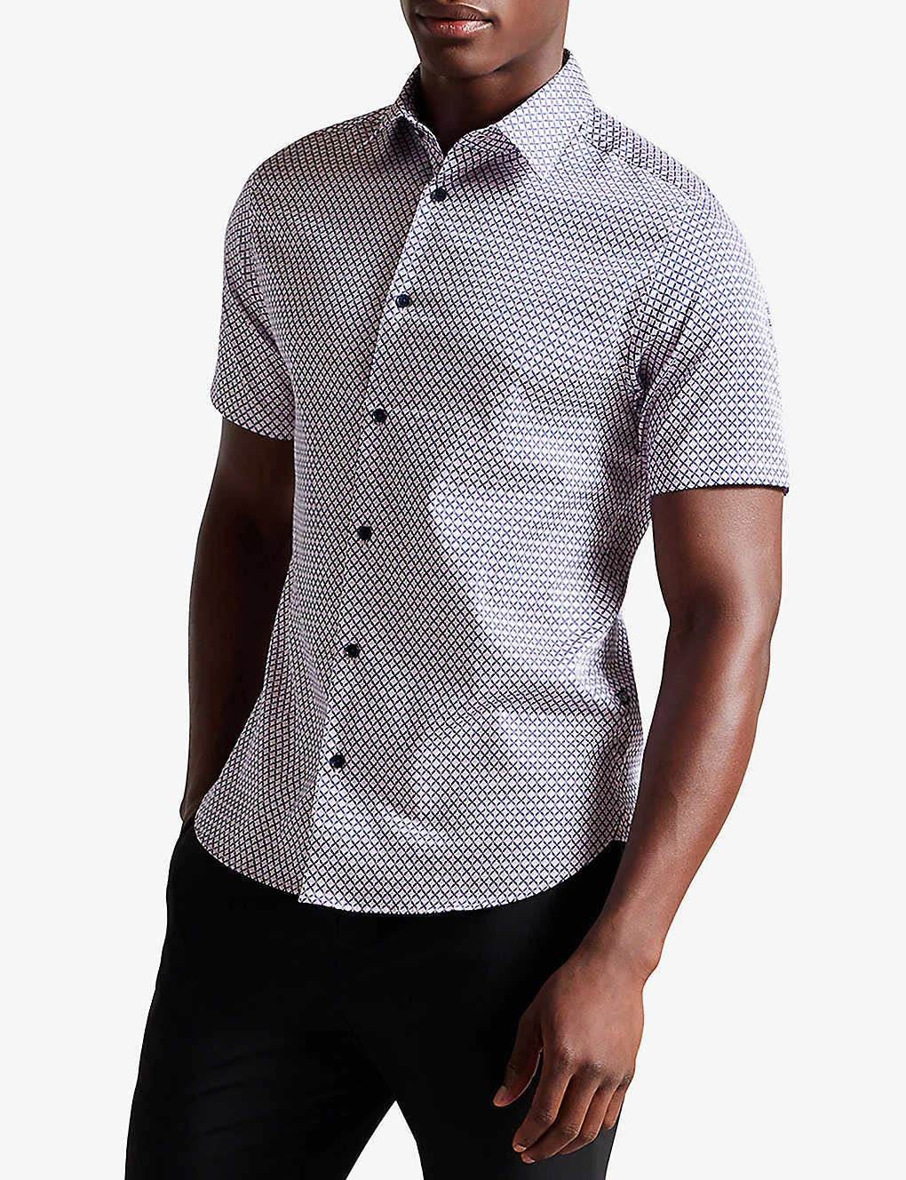 Ted Baker Geo-print Short-sleeve Stretch-cotton Shirt - Image 3