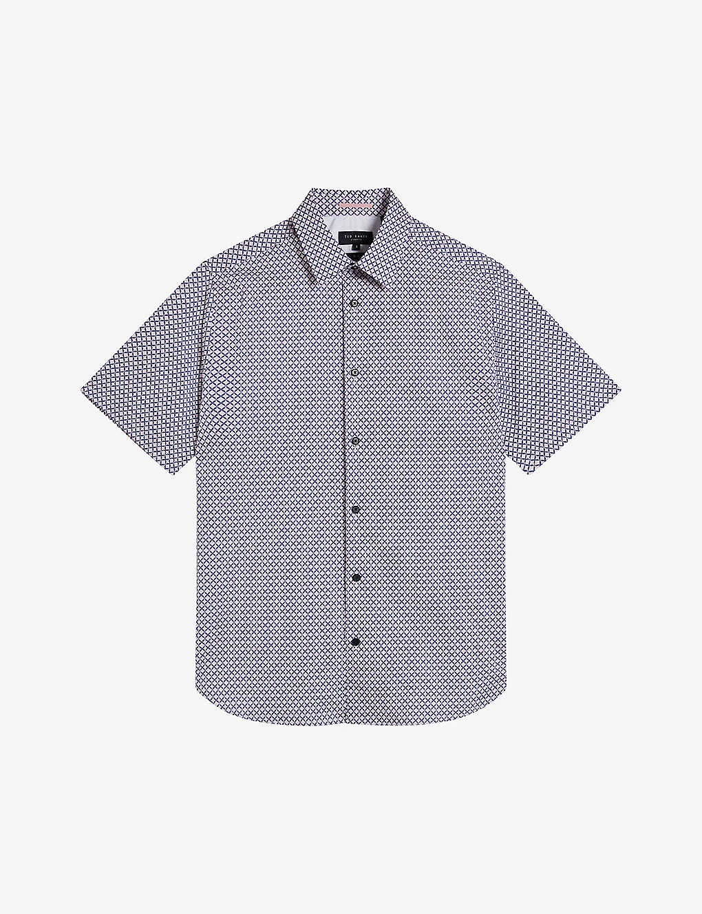 Ted Baker Geo-print Short-sleeve Stretch-cotton Shirt