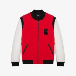 THE KOOPLES Logo-embroidered Colour-block Cotton Varsity Jacket