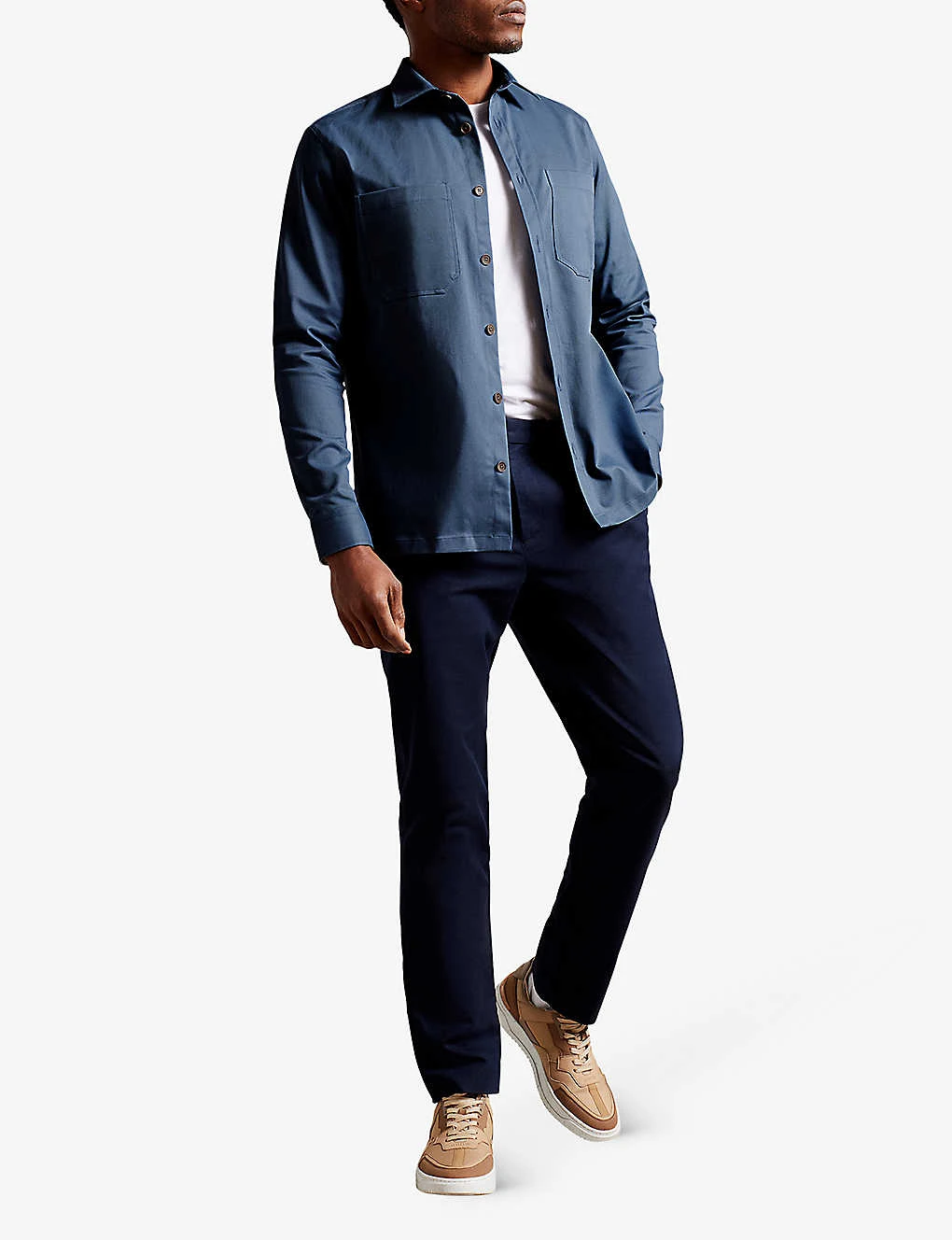 Ted Baker Hastings Patch Pocket Stretch-cotton Twill Overshirt - Image 2