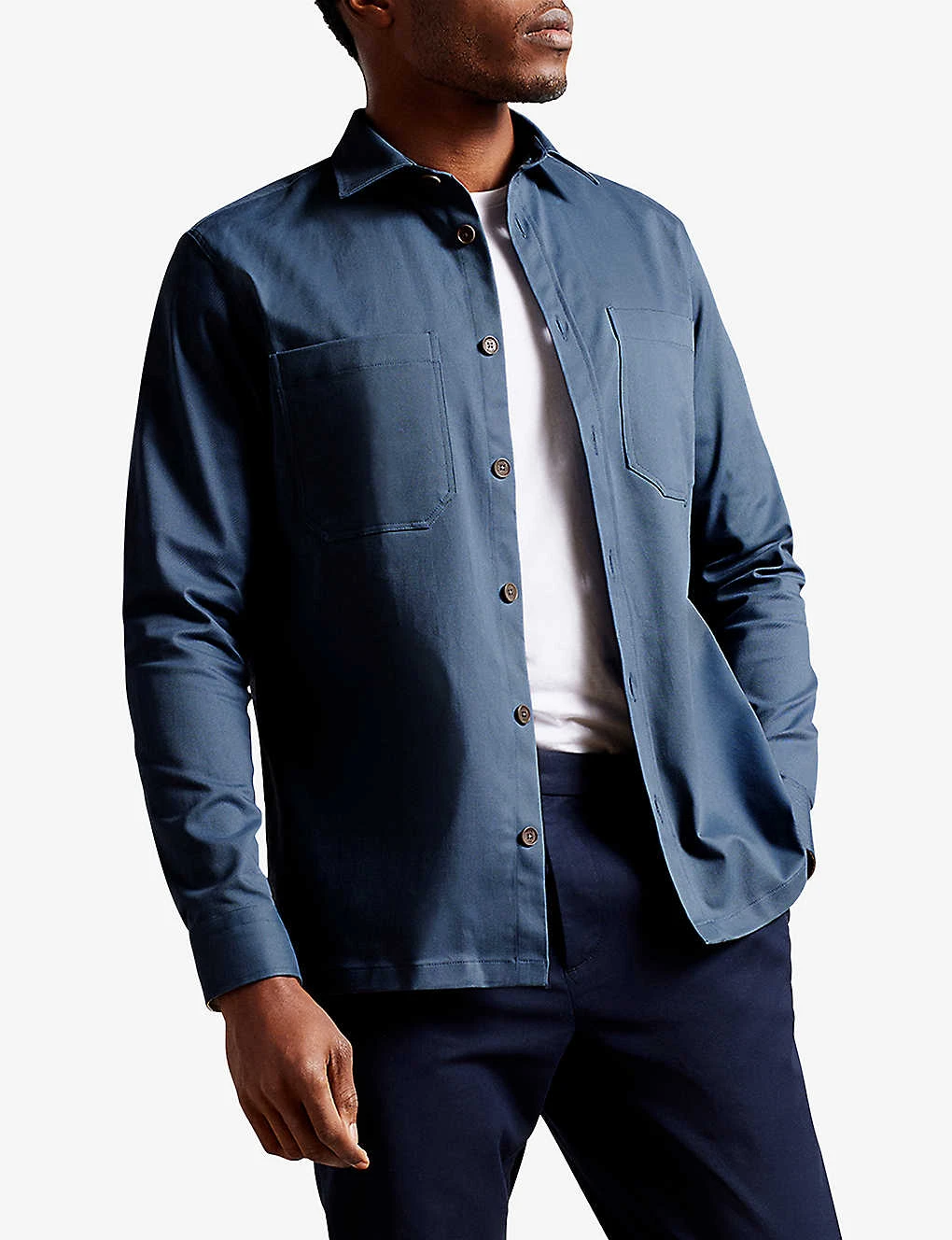 Ted Baker Hastings Patch Pocket Stretch-cotton Twill Overshirt - Image 3