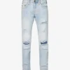 True Religion Ultra Skinny Distressed Tapered-leg Slim-fit Stretch-denim Jeans
