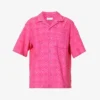 Marine Serre Jacquard-pattern Towelling-weave Cotton-blend Bowling Shirt