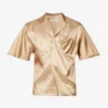 Bailey Camp-collar Asymmetric-panel Boxy-fit Satin Shirt