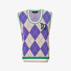 DSQUARED2 Diamond-pattern Sleeveless Wool-blend Jumper