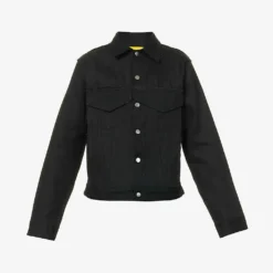 Brand-embroidered Distressed Boxy-fit Cotton-twill Jacket