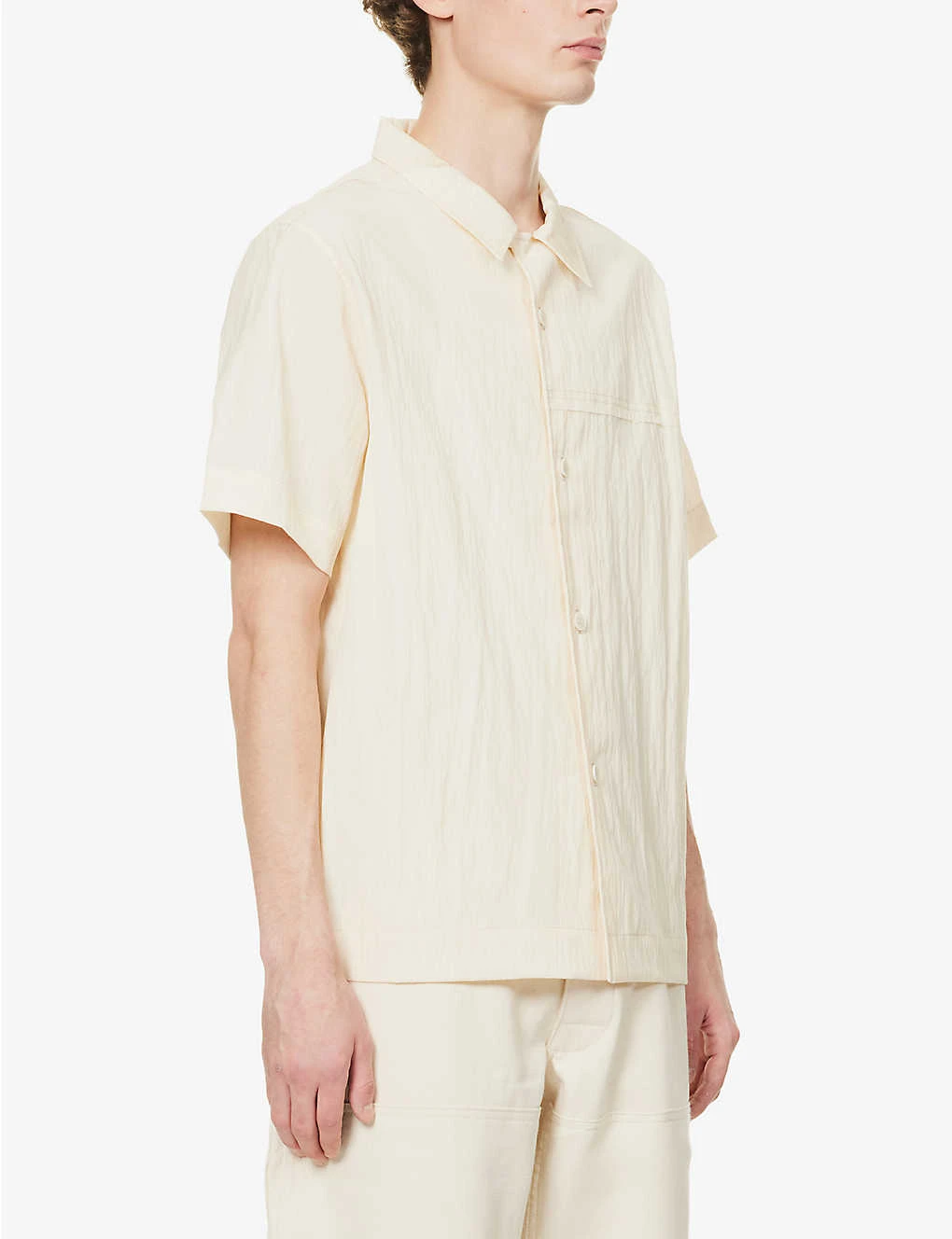 Brand-embroidered Boxy-fit Wool-blend Shirt - Image 3