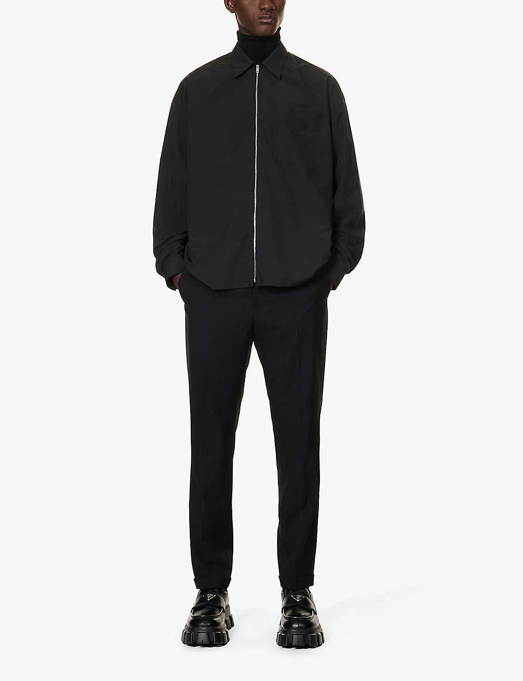 Prada Brand-embellished Regular-fit Wool-blend Shirt - Image 2