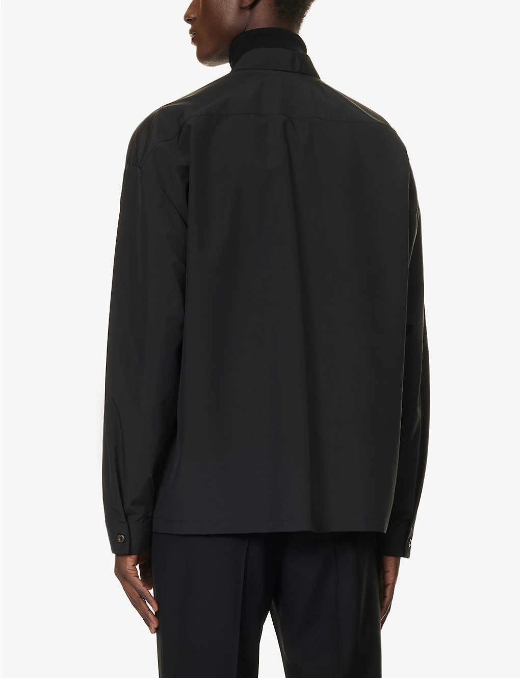 Prada Brand-embellished Regular-fit Wool-blend Shirt - Image 4