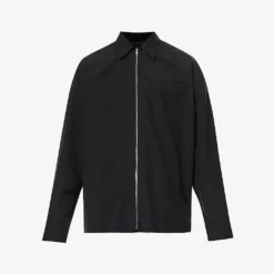 Prada Brand-embellished Regular-fit Wool-blend Shirt