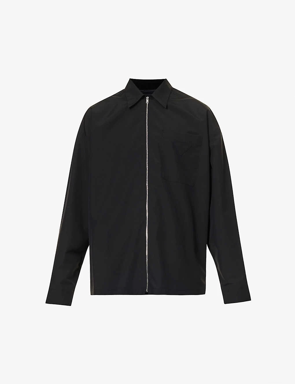 Prada Brand-embellished Regular-fit Wool-blend Shirt