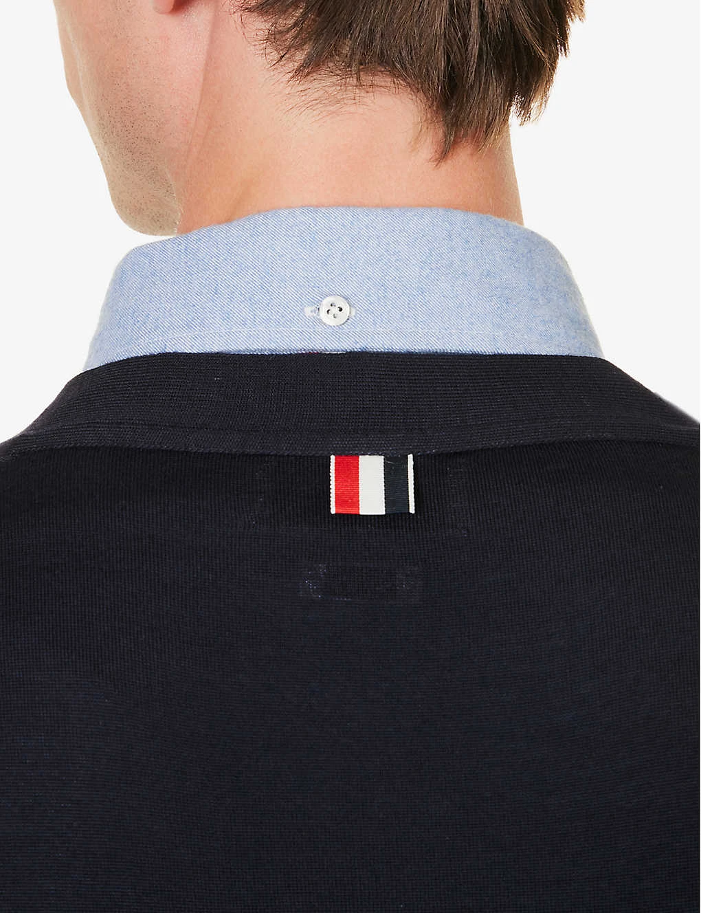 Four-bar V-neck Regular-fit Wool-knitted Cardigan - Image 5