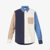 Colour-blocked Brand-patch Regular-fit Cotton-twill Shirt