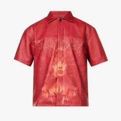 Graphic-print Boxy-fit Leather Shirt