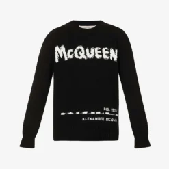 Alexander McQueen Graffiti Graphic-print Cotton-knit Jumper