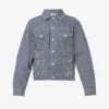 Hickory Striped Brand-appliqué Denim Jacket