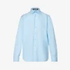 Raf Simons Knitted-panel Logo-patch Regular-fit Cotton Shirt