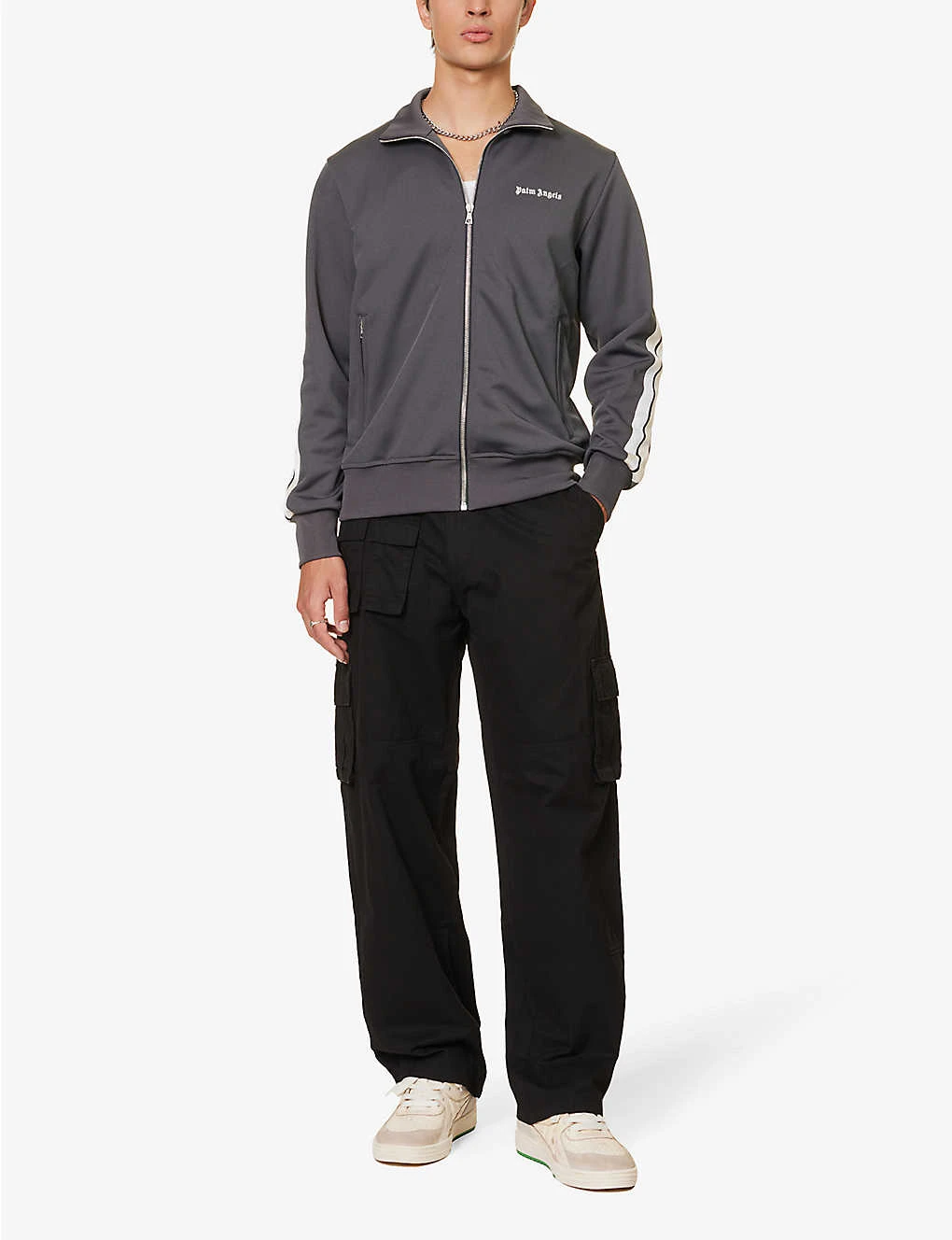 Palm Angels Funnel-neck Brand-print Regular-fit Woven Tracksuit Jacket - Image 2