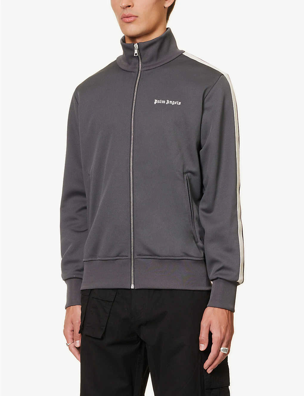 Palm Angels Funnel-neck Brand-print Regular-fit Woven Tracksuit Jacket - Image 3