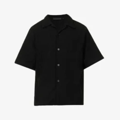 Loose-weave Brand-embroidered Cotton Shirt