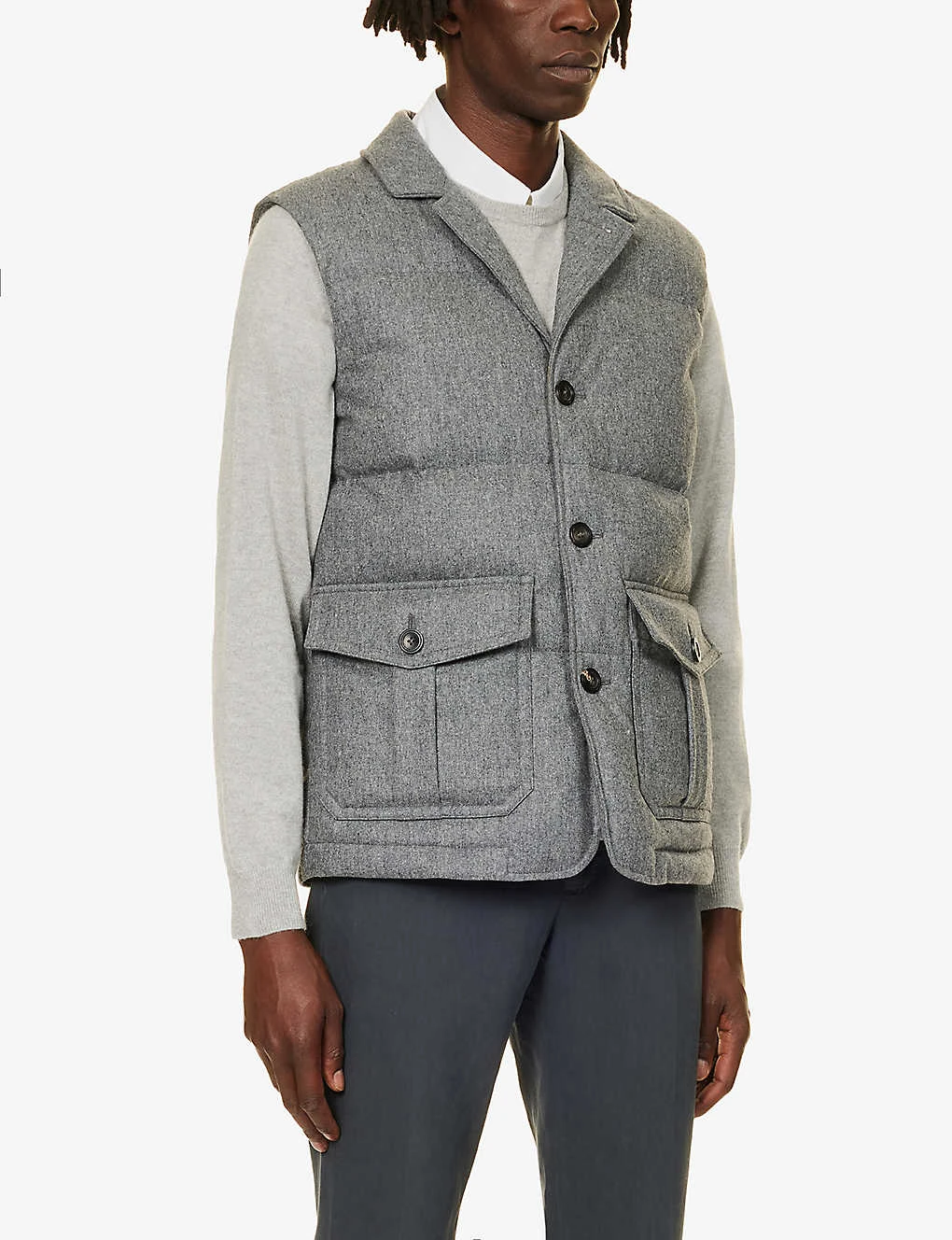 Padded Patch-pocket Regular-fit Woven Gilet - Image 3